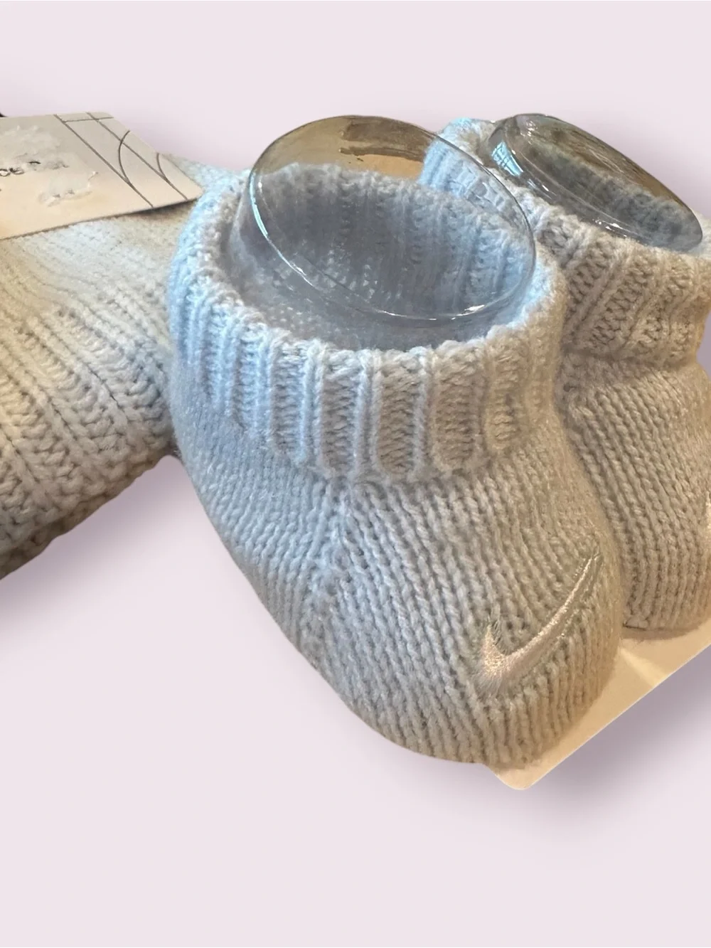 NWT Nike Baby Knit Booties and Hat Set - Light Blue Size 0-6 Months